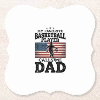 Dessous-de-verre En Papier Basketball Dad Patriotic Vintage Engraving T-Shirt
