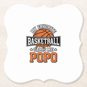 Dessous-de-verre En Papier Basketball Popo Funny Vintage Sports Design_1
