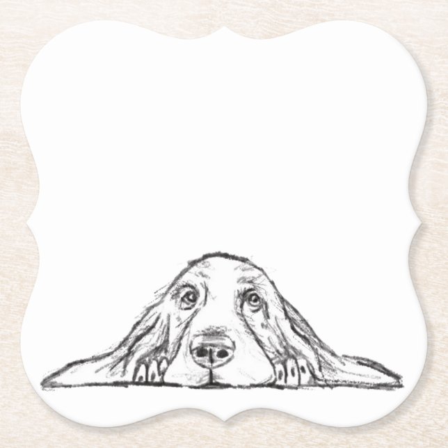 Dessous-de-verre En Papier basset blanc (Devant)