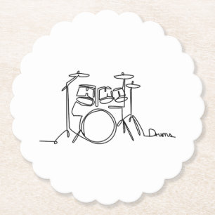 Dessous-de-verre En Papier Batteur Conception Musicale Batterie Une Ligne 