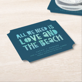 Dessous-de-verre En Papier Beach Wedding Typography Wedding Save the Date