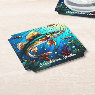 Dessous-de-verre En Papier Beau brochet de walleye dans le lac