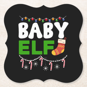 Dessous-de-verre En Papier Bébé Elfe Noël Conception de vacances-84608
