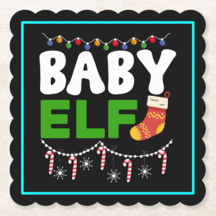 Dessous-de-verre En Papier Bébé Elfe Noël Design de vacances-84608