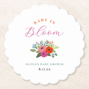 Dessous-de-verre En Papier Bébé en Fleur Baby shower floral brillant