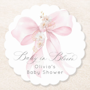 Dessous-de-verre En Papier Bébé en Fleur Floral Blush Baby shower arc rose
