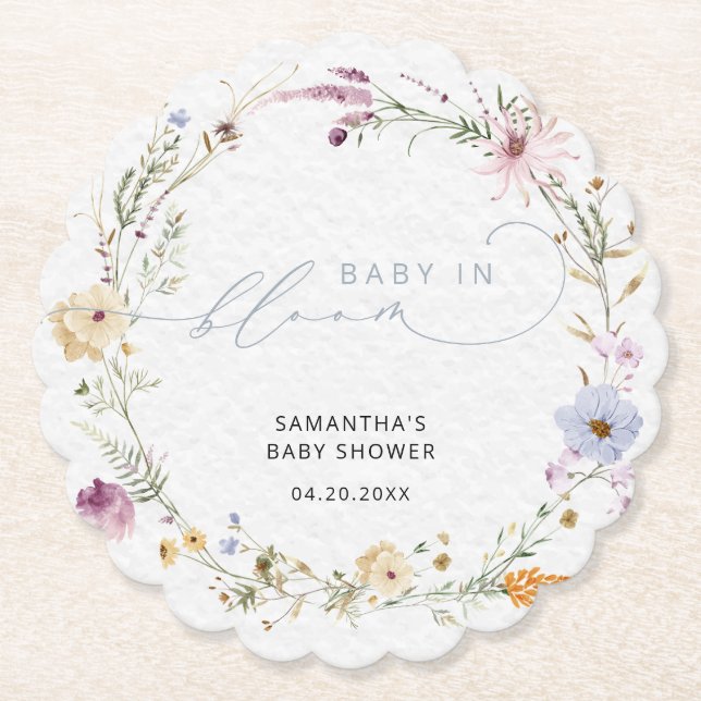 Dessous-de-verre En Papier Bébé Fleur sauvage élégant en fleur (Devant)