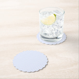 Dessous-de-verre En Papier Bébé Tendre Bleu Pâle Ciel Bleu et Rayure Blanche