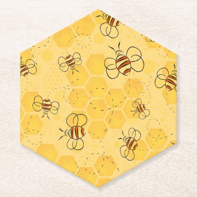 Dessous-de-verre En Papier Bee Buzzing Honey Bees mignonne (Devant)