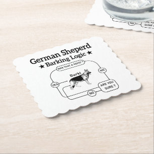 Dessous-de-verre En Papier Berger allemand logique d'écorce Drôle chien Sarca