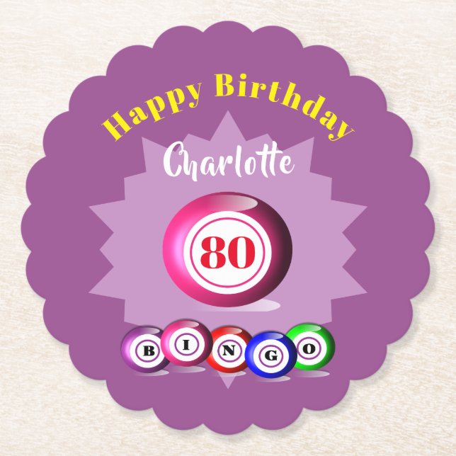 Dessous-de-verre En Papier Bingo Thème Anniversaire Fête Personnalisée (Devant)