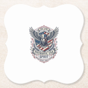Dessous-de-verre En Papier Bison Aigle Patriotique Crête Animal Hybride Patri