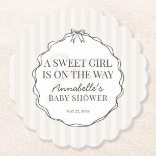Dessous-de-verre En Papier Black Coquette Bow Baby shower beige