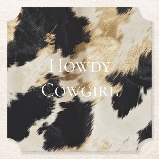 Dessous-de-verre En Papier Black Cream Gold Western Cowhide (Devant)
