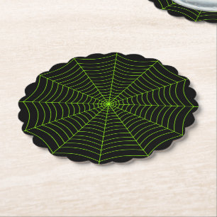 Dessous-de-verre En Papier Black neon vert toile d'araignée Halloween motif