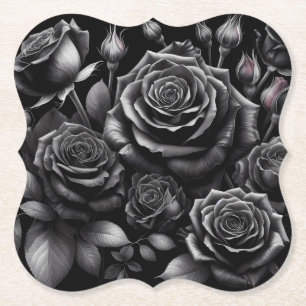 Dessous-de-verre En Papier Black Rose Paper Coasters – Plus de formes disponi