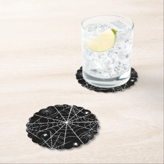 Dessous-de-verre En Papier Black White Spider Web Pattern Spooky Gothic