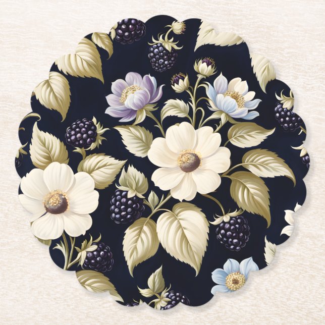 Dessous-de-verre En Papier Blackberry & Blooms (Devant)
