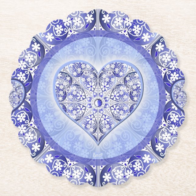 Dessous-de-verre En Papier Bleu de dentelle en céramique de Grèce (Devant)