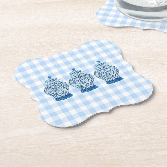 Dessous-de-verre En Papier Bleu et blanc Ginger Jars (Incliné)