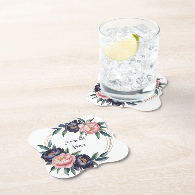 Dessous-de-verre En Papier Bleu et Mariage bleu marine (En situation)