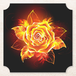 Dessous-de-verre En Papier Blooming Fire Rose