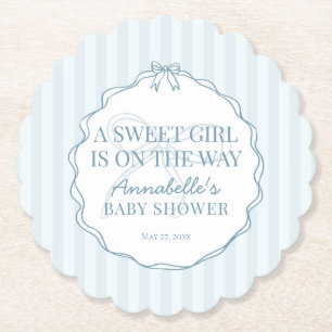 Dessous-de-verre En Papier Blue Coquette Bow Pastel Baby shower
