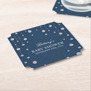 Dessous-de-verre En Papier Blue Jean Denim et Diamond Baby shower