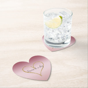 Dessous-de-verre En Papier Blush Pink Ombre Parties scintillant Gold Love For