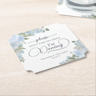 Dessous-de-verre En Papier Boho bleu poussiéreux Floral Ne prenez pas mon Mar