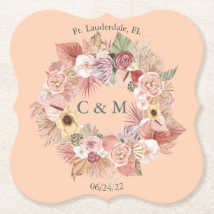Dessous-de-verre En Papier Boho Caramel-Tone Floral Collal Dessous de verre p