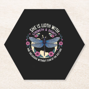 Dessous-de-verre En Papier Boho Floral Libellule Elle Est Vêtue De Force