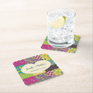 Dessous-de-verre En Papier Boho Maximalist Mariage Quilt Patchwork