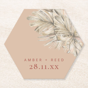 Dessous-de-verre En Papier Boho Palm Hexagon Dessous de verre Blush Terracott
