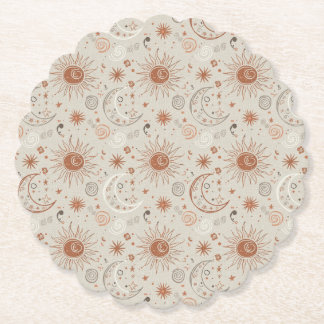 Dessous-de-verre En Papier Boho Sun and Moon Pattern