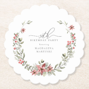 Dessous-de-verre En Papier Boho Winter Greenery Red Floral 50e anniversaire