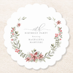 Dessous-de-verre En Papier Boho Winter Greenery Red Floral 80e anniversaire