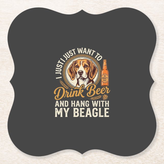 Dessous-de-verre En Papier Boire Bière Beagle Chien Bière Artisanale Bouteill (Devant)