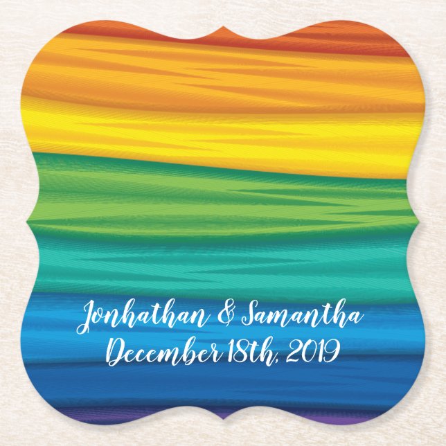 Dessous-de-verre En Papier Boire Coasters lgbtq rainbow flag lesbienne gay bi (Devant)