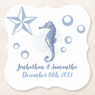 Dessous-de-verre En Papier Boire Coasters Seahorse Sea Ocean Beach