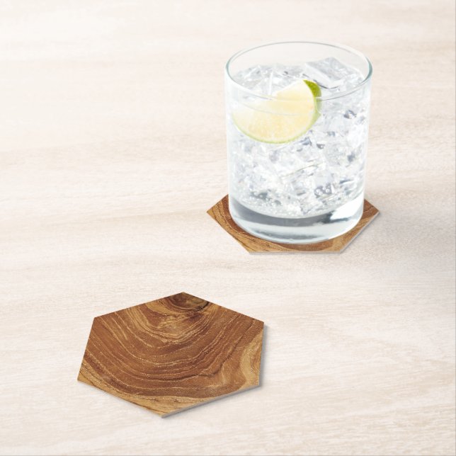 Dessous-de-verre En Papier Bois de teck rustique en bois Texture Grain de boi (En situation)