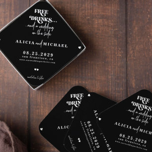 Dessous-de-verre En Papier Boissons gratuites drôle mariage moderne enregistr