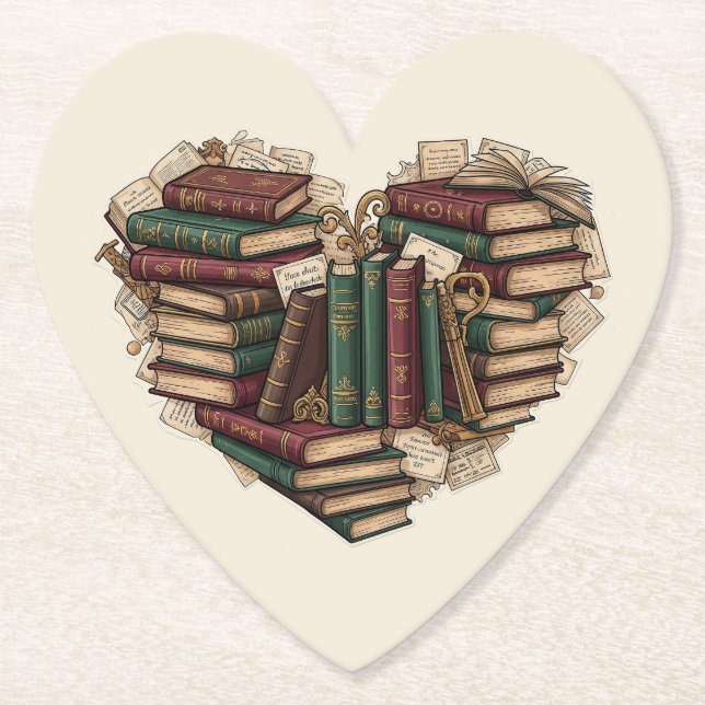 Dessous-de-verre En Papier Book Lover Heart Paper Coaster (Devant)
