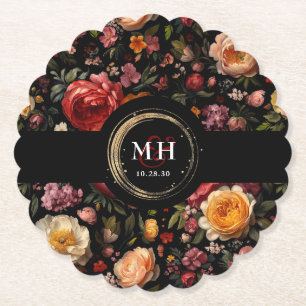 Dessous-de-verre En Papier Botanique Floral Hollandais Baroque Mariage Monogr