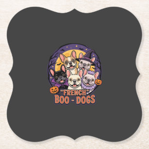 Dessous-de-verre En Papier Bouledogue français Halloween Boo Dogs Vector
