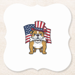 Dessous-de-verre En Papier Bouledogue Patriotique Avec Drapeau Vector Design_