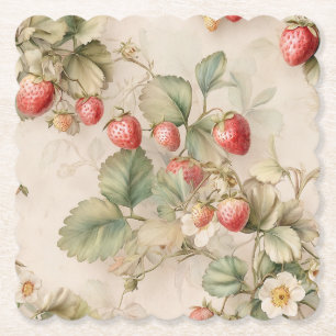 Dessous-de-verre En Papier Boulet d'aquarelle mignonne aux fraises