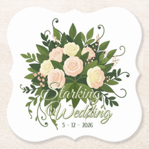 Dessous-de-verre En Papier Bouquet de Mariée Fleurs Vibrantes 5 - Éventail Am