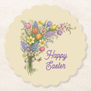 Dessous-de-verre En Papier Bouquet Floral Vintage - Joyeuses Pâques Papier