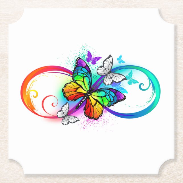 Dessous-de-verre En Papier Bright infinity with rainbow butterfly (Devant)